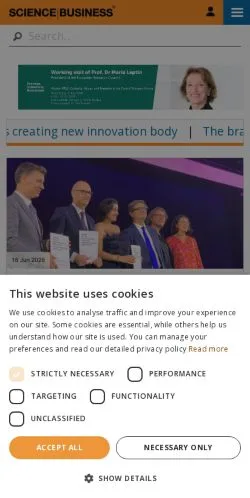 Anteprima del sito Science Business, media di Stati Uniti per articoli sponsorizzati