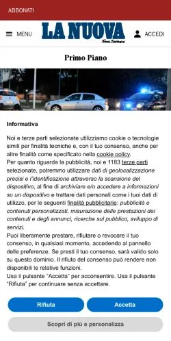 Anteprima del sito La Nuova Sardegna, media di Italia per articoli sponsorizzati