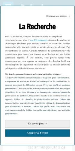Anteprima del sito La Recherche, media di Francia per articoli sponsorizzati