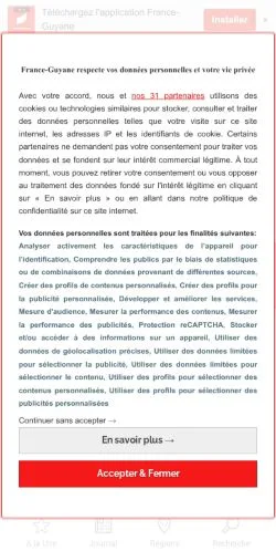 스폰서 기사용 프랑스 매체 FranceGuyane 사이트 미리보기