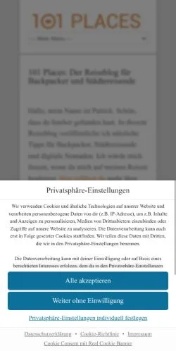 Anteprima del sito 101places.de, media di Germania per articoli sponsorizzati