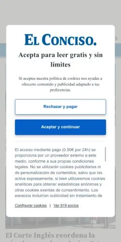 Aperçu du site El Conciso, média de Espagne pour articles sponsorisés