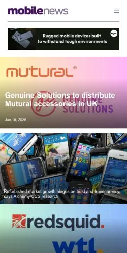 Anteprima del sito Mobile News, media di Regno Unito per articoli sponsorizzati