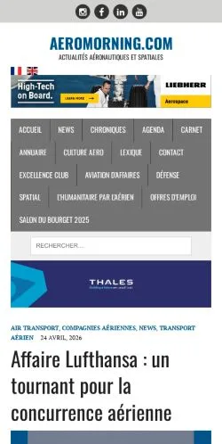 Anteprima del sito AeroMorning, media di Francia per articoli sponsorizzati
