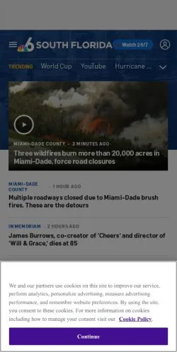 Aperçu du site NBC 6 South Florida, média de États-Unis pour articles sponsorisés