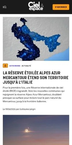Anteprima del sito Ciel & Espace, media di Francia per articoli sponsorizzati