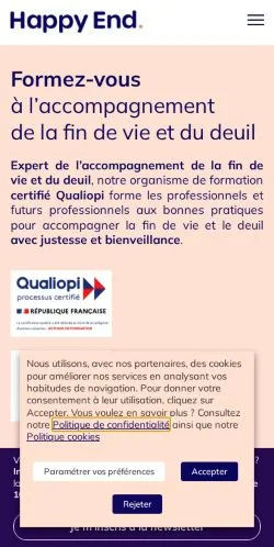 Anteprima del sito Happy End, media di Francia per articoli sponsorizzati