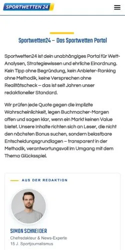 Anteprima del sito Sportwetten24, media di Germania per articoli sponsorizzati