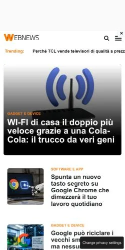 スポンサード記事向けのイタリアメディア、Webnewsのサイトプレビュー