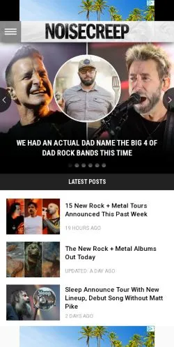 スポンサード記事向けのアメリカ合衆国メディア、Noisecreepのサイトプレビュー