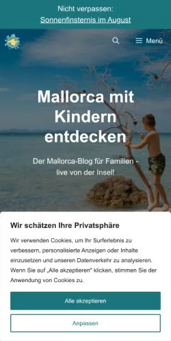 Podgląd witryny Mallorca mit Kindern, medium z kraju Niemcy do artykułów sponsorowanych
