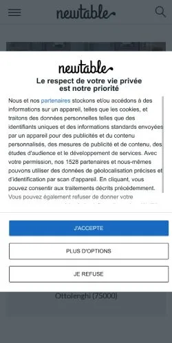 Aperçu du site Newtable, référencé pour publier un article sponsorisé