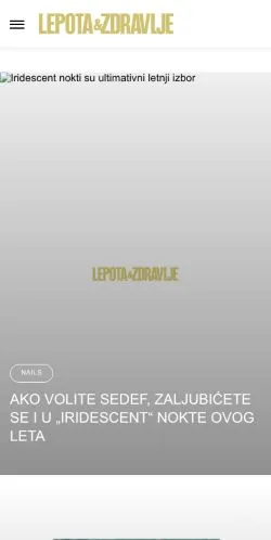 Podgląd witryny Lepota i Zdravlje, medium z kraju Serbia do artykułów sponsorowanych