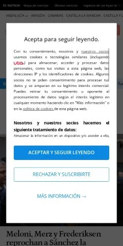 スポンサード記事向けのスペインメディア、El Españolのサイトプレビュー