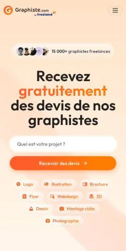 Forhåndsvisning av nettstedet Trouvez un graphiste · Graphiste.com, medium fra Frankrike for sponsede artikler