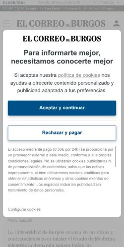 스폰서 기사용 스페인 매체 El Correo de Burgos 사이트 미리보기