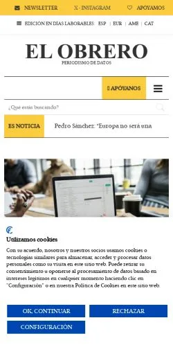 Anteprima del sito El Obrero Periodismo De Datos, media di Spagna per articoli sponsorizzati