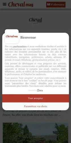 Aperçu du site Cheval Magazine, média de France pour articles sponsorisés
