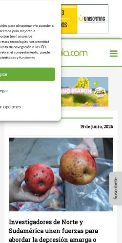 Anteprima del sito PortalFrutícola, media di Spagna per articoli sponsorizzati