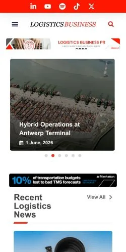 スポンサード記事向けのイギリスメディア、Logistics Businessのサイトプレビュー