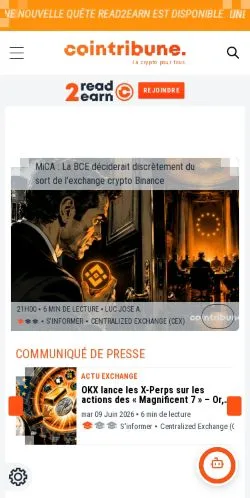 Aperçu du site Cointribune, média de France pour articles sponsorisés