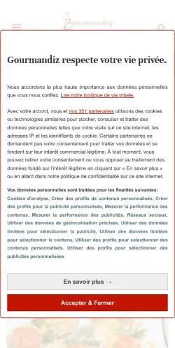 Podgląd witryny Gourmandiz, medium z kraju Belgia do artykułów sponsorowanych