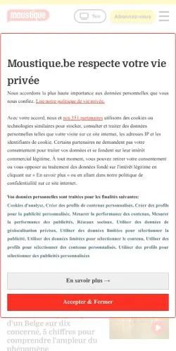 Anteprima del sito Moustique, media di Belgio per articoli sponsorizzati