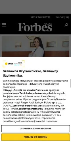 Aperçu du site Forbes, média de Pologne pour articles sponsorisés
