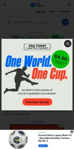 スポンサード記事向けのアメリカ合衆国メディア、USA Todayのサイトプレビュー