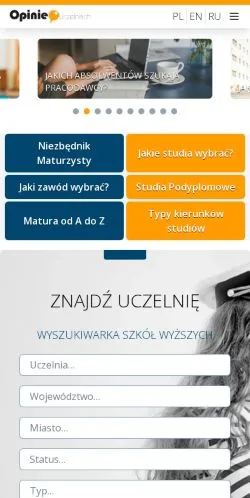 Anteprima del sito Opinie O Uczelniach, media di Polonia per articoli sponsorizzati