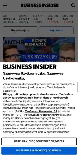 스폰서 기사용 폴란드 매체 Business Insider Polska 사이트 미리보기