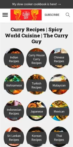 Podgląd witryny The Curry Guy, medium z kraju Stany Zjednoczone do artykułów sponsorowanych