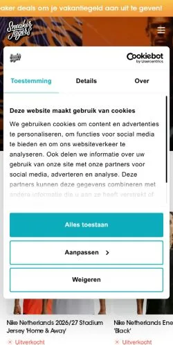 Preview of the Sneakerjagers website, a media outlet in Netherlands for sponsored articles