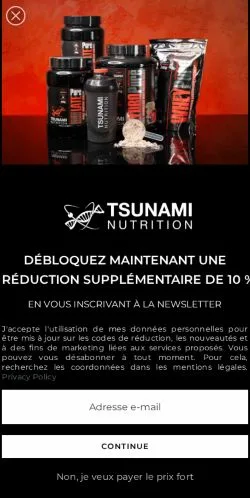 Anteprima del sito Tsunami Nutrition, media di Stati Uniti per articoli sponsorizzati