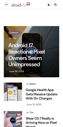 Vista previa del sitio Droid Life, medio de Estados Unidos para artículos patrocinados