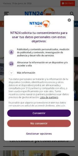 Forhåndsvisning af NTN24, medie fra Colombia til sponsorerede artikler