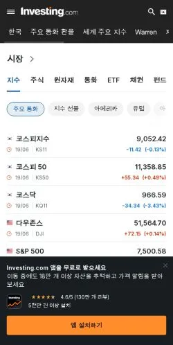 스폰서 기사용 대한민국 매체 Investing 사이트 미리보기