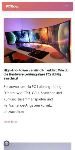 Aperçu du site PCShow, référencé pour publier un article sponsorisé