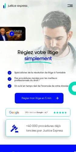 Vista previa del sitio Justice Express, medio de Francia para artículos patrocinados