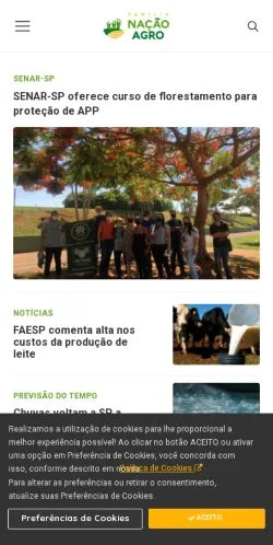 Anteprima del sito Nação Agro, media di Brasile per articoli sponsorizzati