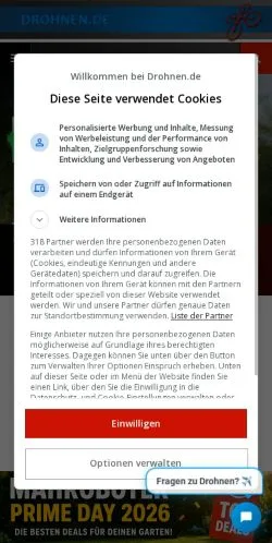 Anteprima del sito Drohnen Und Technik, media di Germania per articoli sponsorizzati