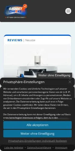 Vorschau der Website gadgetChecks, Medium aus Deutschland für gesponserte Artikel