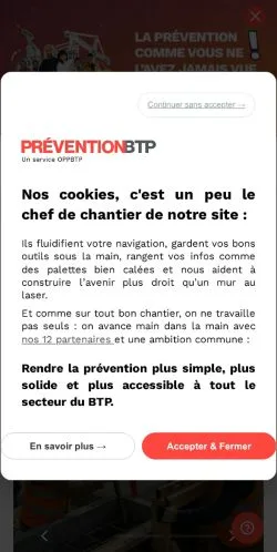 Anteprima del sito Prévention BTP, media di Francia per articoli sponsorizzati