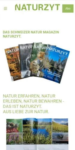 Podgląd witryny Das Schweizer Natur Magazin NATURZYT., medium z kraju Szwajcaria do artykułów sponsorowanych