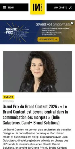 Anteprima del sito Influencia, media di Francia per articoli sponsorizzati