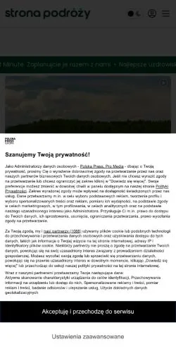 Anteprima del sito Strona Podróży, media di Polonia per articoli sponsorizzati