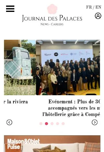 Anteprima del sito Journal des Palaces, media di Francia per articoli sponsorizzati