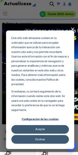 Aperçu du site Actualícese, média de Espagne pour articles sponsorisés