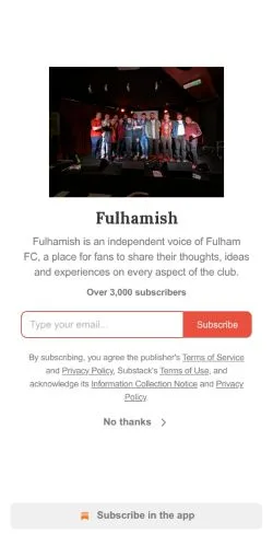 Anteprima del sito Fulhamish, media di Regno Unito per articoli sponsorizzati