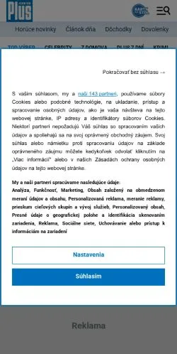 Vista previa del sitio Plus JEDEN DEŇ, medio de Eslovaquia para artículos patrocinados